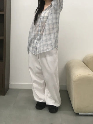 Koran Oversized Linen See-through Check Shirt