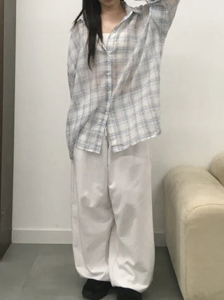 Koran Oversized Linen See-through Check Shirt