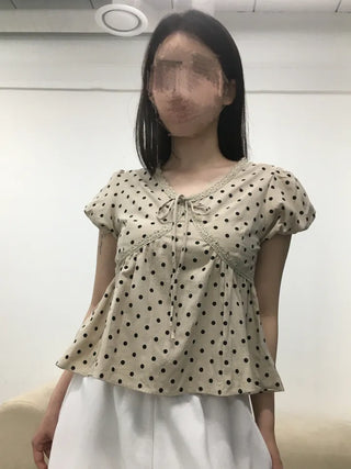 Venta Dot Short Sleeve Puff Blouse