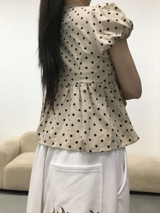 Venta Dot Short Sleeve Puff Blouse