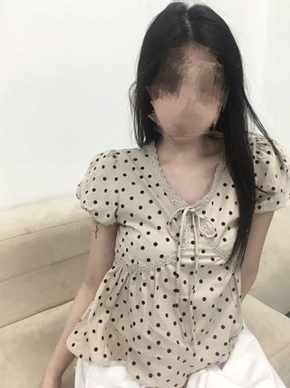 Venta Dot Short Sleeve Puff Blouse