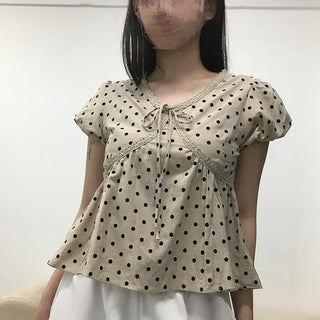 Venta Dot Short Sleeve Puff Blouse