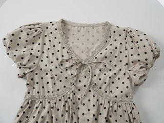 Venta Dot Short Sleeve Puff Blouse