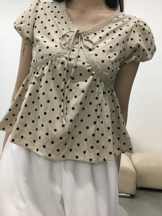 Venta Dot Short Sleeve Puff Blouse