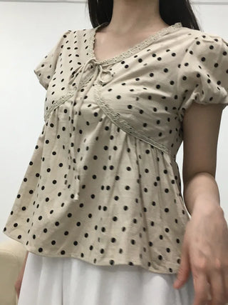 Venta Dot Short Sleeve Puff Blouse