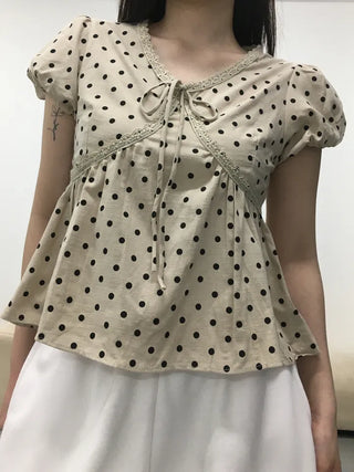 Venta Dot Short Sleeve Puff Blouse