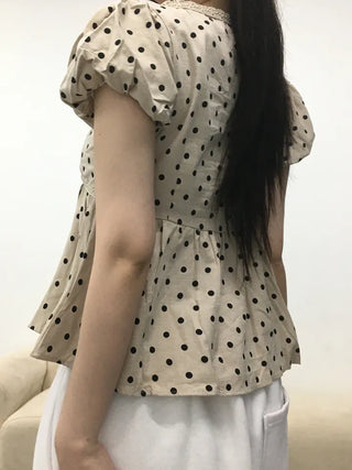 Venta Dot Short Sleeve Puff Blouse