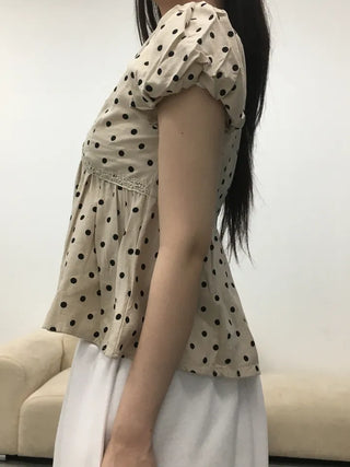 Venta Dot Short Sleeve Puff Blouse