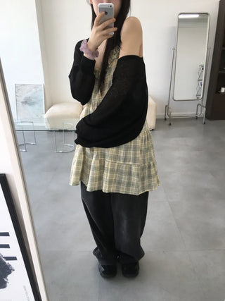 Pied Check Layered Mini Dress