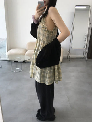 Pied Check Layered Mini Dress