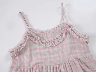 Pied Check Layered Mini Dress