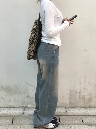 Piru Vintage Washed Wide Denim Pants