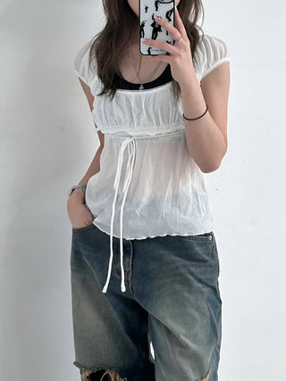 Yerin Chiffon String Blouse