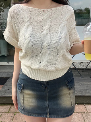 Free Cable Knit Short Sleeve
