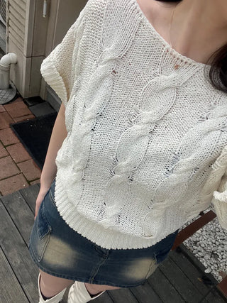 Free Cable Knit Short Sleeve