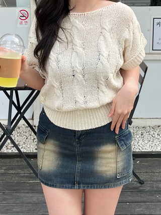 Free Cable Knit Short Sleeve