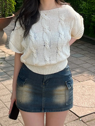 Free Cable Knit Short Sleeve