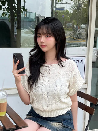 Free Cable Knit Short Sleeve