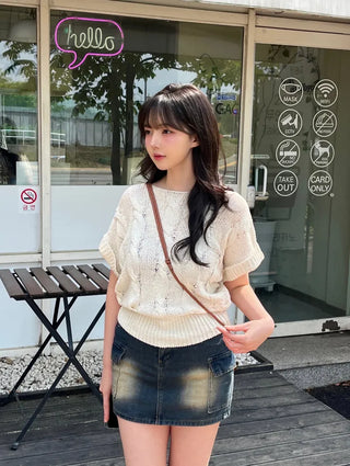 Free Cable Knit Short Sleeve
