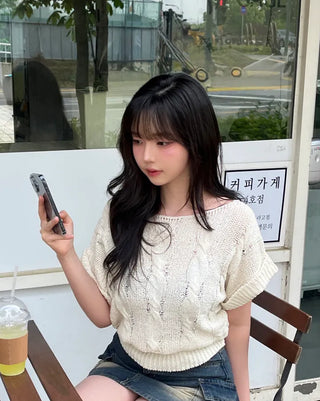 Free Cable Knit Short Sleeve