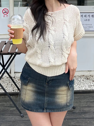 Free Cable Knit Short Sleeve