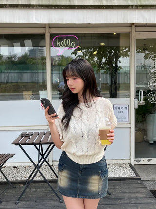 Free Cable Knit Short Sleeve