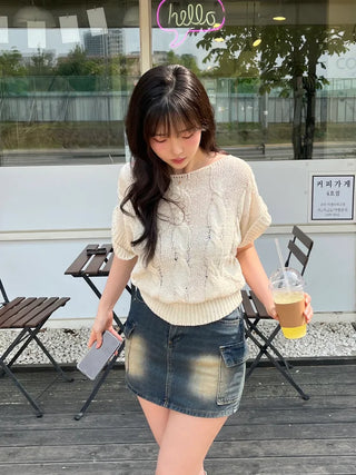 Free Cable Knit Short Sleeve