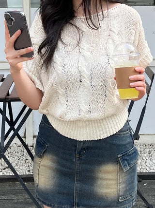 Free Cable Knit Short Sleeve