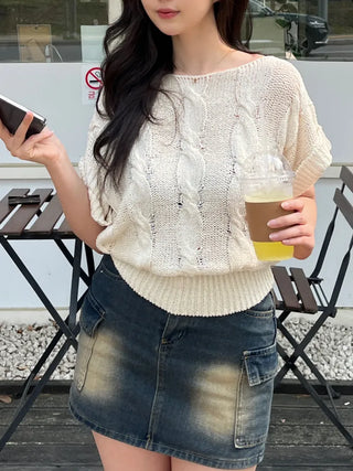 Free Cable Knit Short Sleeve