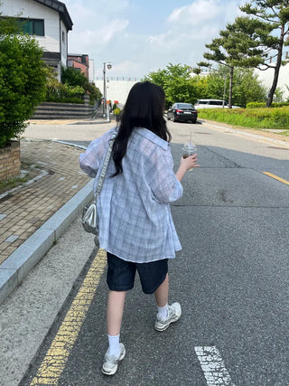 Bie Oversized Linen Check Shirt