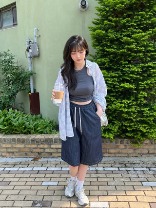 Bie Oversized Linen Check Shirt