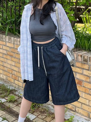 Bie Oversized Linen Check Shirt