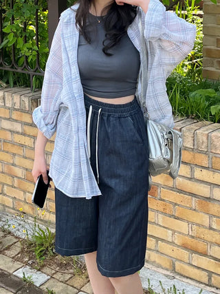 Bie Oversized Linen Check Shirt