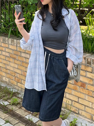 Bie Oversized Linen Check Shirt