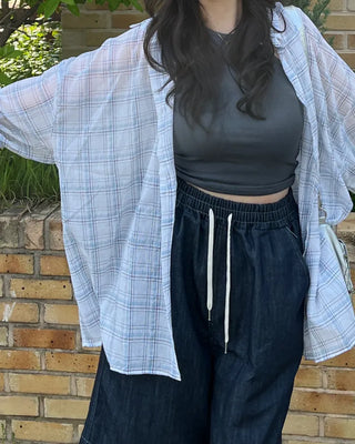 Bie Oversized Linen Check Shirt
