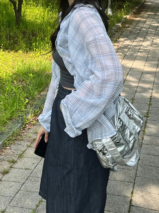 Bie Oversized Linen Check Shirt