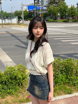 Bunny Pocket Cargo Denim Skirt