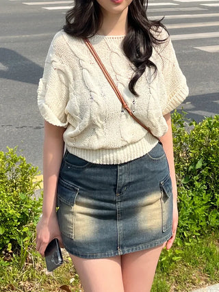 Bunny Pocket Cargo Denim Skirt