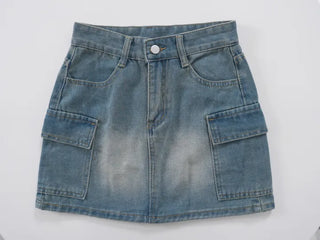 Bunny Pocket Cargo Denim Skirt