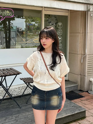Bunny Pocket Cargo Denim Skirt