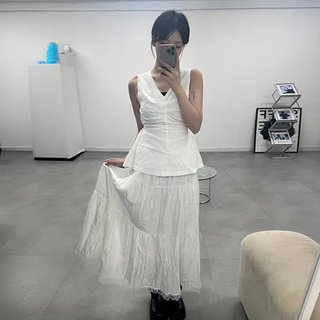 Violet Lace Frill Long Skirt