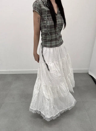 Violet Lace Frill Long Skirt