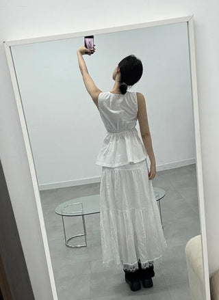 Violet Lace Frill Long Skirt