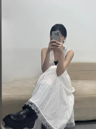 Violet Lace Frill Long Skirt