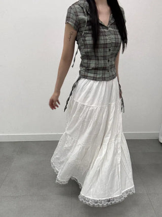 Violet Lace Frill Long Skirt