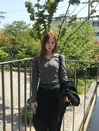 Zero Color Block Layered Long Sleeve T-shirt