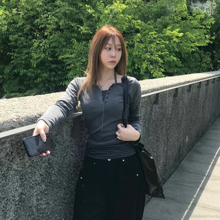 Zero Color Block Layered Long Sleeve T-shirt