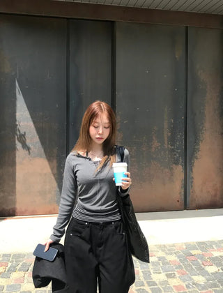 Zero Color Block Layered Long Sleeve T-shirt