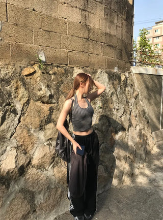 Roy Striped Halter Neck Crop Sleeveless