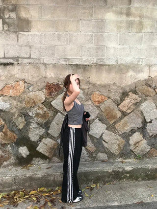 Roy Striped Halter Neck Crop Sleeveless